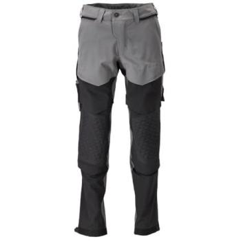 Custom Mascot Stretch Pants with Knee Pockets – Light Grey/Black, L30W36.5
