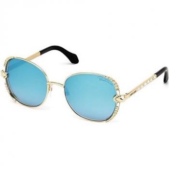 Occhiali da sole Roberto Cavalli Subra RC974S C56 32X con lente specchiata blu e cornice dorata
