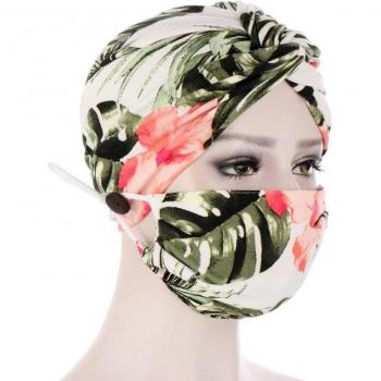 Twist Bonnet Night Hat with Floral Print