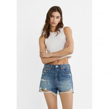 Stradivarius D75 Faded Light Blue Denim Shorts