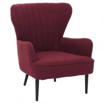 Fauteuil Vintage HWC-K37 Bouclé 600g/m² Öko-Tex Bordeaux
