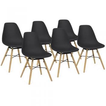 Lote de 6 Sillas de Comedor en Negro – Marca Sandra
