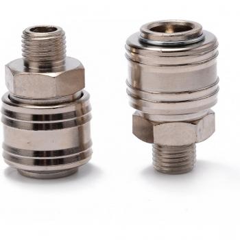Raccords compresseur mâle/femelle 1/4 BSP, système à dégagement rapide – 2 pièces