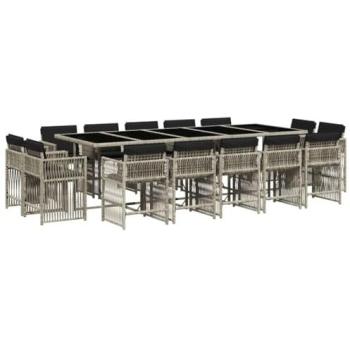 Coffret table de plein air 15 pièces, coussins gris clair – VidaXL