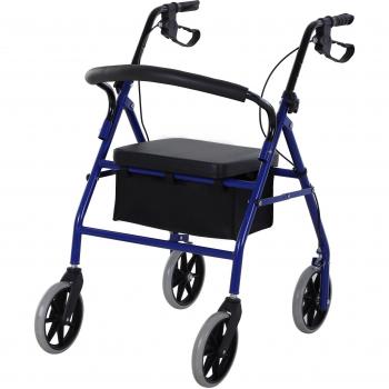 Plegable Homcom: Andador con Frenos y Reposapiés – Versión Azul/Negro