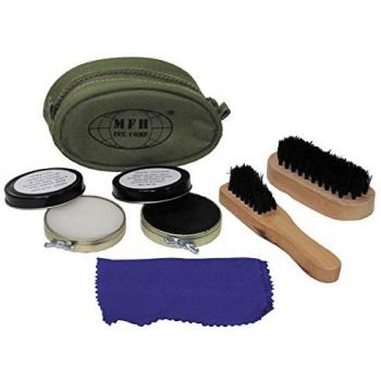 MFH Dual-Brush Shoe Shine Kit – Black/Transparent Finish