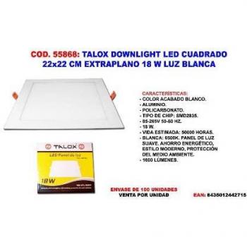Talox Luz LED Cuadrada 22x22 18W Blanca