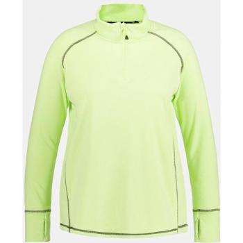 Felpa donna verde, collo alto, zip, maniche lunghe, fori per i pollici, taglia 52/54, materiale poliestere