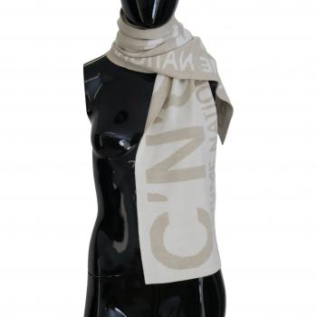 Costume National Winter Scarves Unisex Beige One Size Elegant Beige Wool Blend Scarf