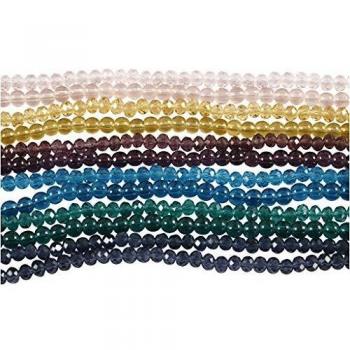 Perles en verre, facettes, 4 mm, intérieur 1 mm, 12x45 pièces