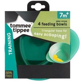 Tommee Tippee Easi Scoop Bowl Set for Babies, Triangular Base, Ergonomic Handle (4 Pack)