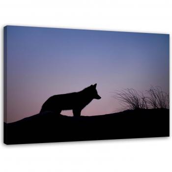 Lila Sonnenuntergang mit Wolf 60x40