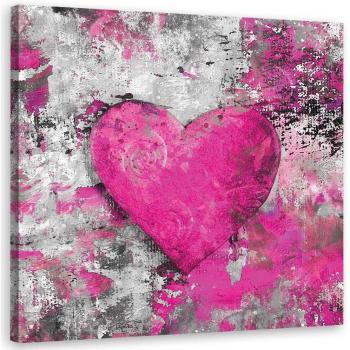 Doek Schilderij Hart Aquarel 30x30 Roze