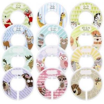 Cartoon Animal Plastic Size Marking Rings for Clothing (6/8/12PCS)