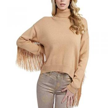 Pull femme à col roulé Guess – finition khaki tan