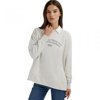 Mujer Varsity Oversized Sudadera de Cuello Redondo gris
