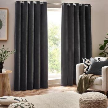 Verdunkelnde Chenille-Raumvorhänge in Charcoal Grey