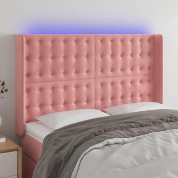 VidaXL Rosa Samt Kopfteil mit LED 147x16x118/128 cm