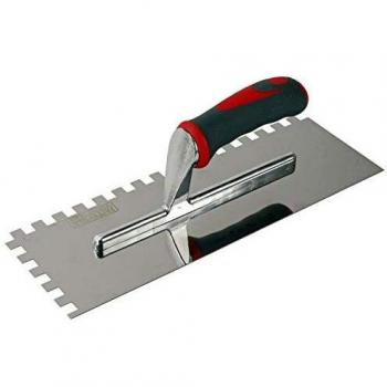 Faithfull FAISGTNOT10S Notched Trowel Serrated 10mm Stainless Steel Soft Grip Handle 13 x 4.1/2in