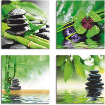 Artland Leinwandbild »Zen Wasserlandschaft mit Glücksklee«, 4er Set