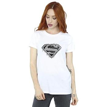 DC Comics Superhero Graphic White Boyfriend Tee for Women – 5XL