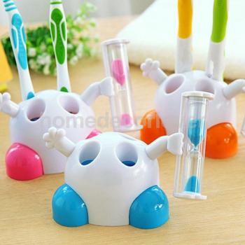 Kids Toothbrush Organizer with 3-Minute Sandglass