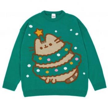 Pusheen Festliches Sweatshirt Damen M grün