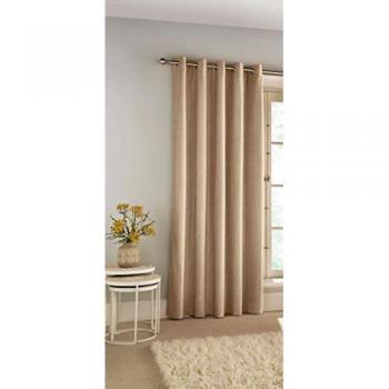 Luxurious Chenille Velvet Blackout Eyelet Door Curtain Grey 66 x 84 inch