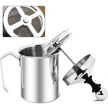 Premium 500 ml Stainless Steel Manual Coffee Milk Foamer – Dual Mesh System