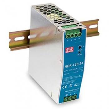 Fuente de poder industrial NDR‑120‑24 24 V 5 A, carcasa metálica