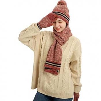 Soft Warm Winter Knitted Snowflake Pattern Apparel Set