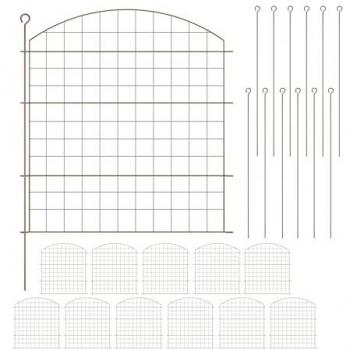 Relaxdays Gartenzaun – Teichzaun‑Set 12er, Braun, mit Bögen