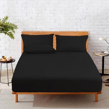 Midnight Cot-Fit Sheet – 25 cm, Deep Black, Polycotton Blend