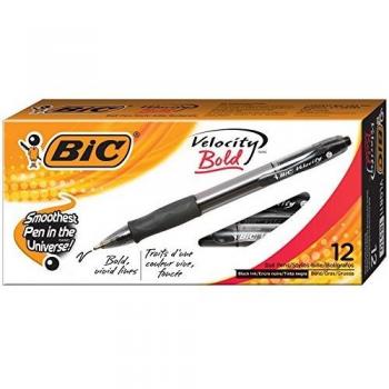Velocity Retractable Ballpoint Pen – Black Bold Ink (Bic)
