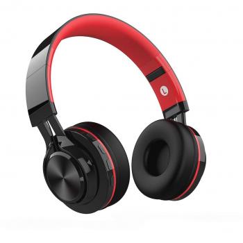 Auriculares Alitoo sobre Oreja Bluetooth con Micrófono y Cancelación de Ruido (Rojo y Negro)