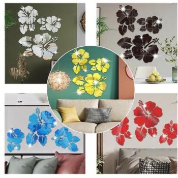 Adesivo decorativo per camera da letto fiori argento