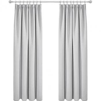 Deconovo Vorhänge Kälteschutz 220x140 cm Grau Weiß 2er Set