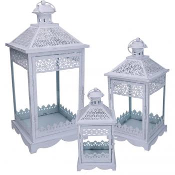 Lanterne Élégante en Métal Blanc 52,5 cm