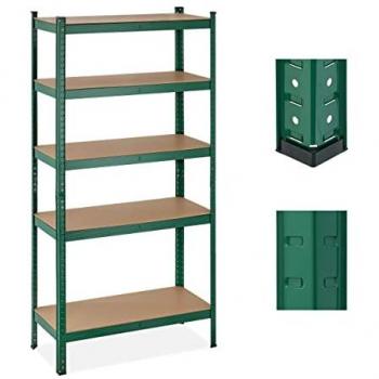 Estantería Metálica de Almacenaje, 5 Baldas, 180x90x40 cm, Soporta 875 kg, Ideal para Garaje y Taller, Color Verde