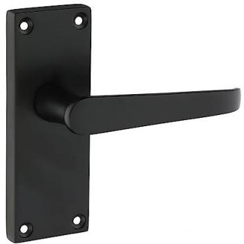Black Victorian Straight Latch Handle Kit – 114 × 42 mm, 2 Pieces