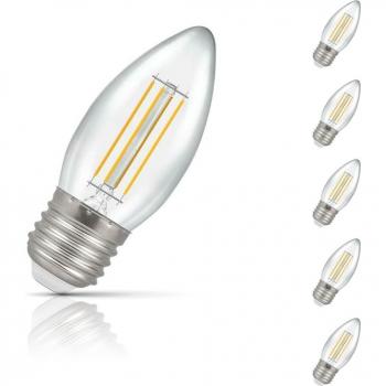 Crompton LED Candle Bulb 5W E27 Dimmable Warm White Clear (5 Pack)