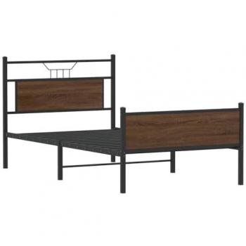 VidaXL 100x190 cm Bed Frame in Brown Oak