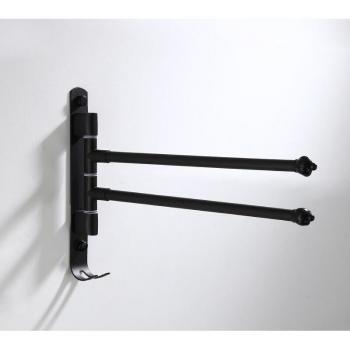 Soporte de toalla giratorio de pared, acero inoxidable negro con ganchos