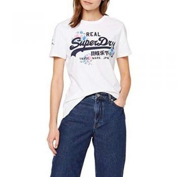 Superdry V Logo Puff Floral Entry Tee T-Shirt, Rouge (Red 504) XL (Taille Fabricant:14) Homme