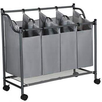 4-Bag Laundry Hamper Trolley, Slate Grey / 140L