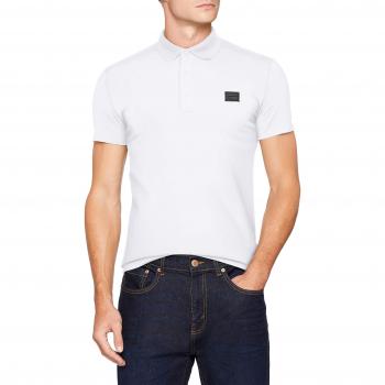 Antony Morato Polo Sport Slim avec Plaquette, Blanc, Medium Homme