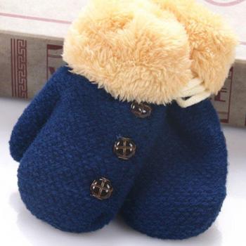 Solid Button Winter Mittens for Children