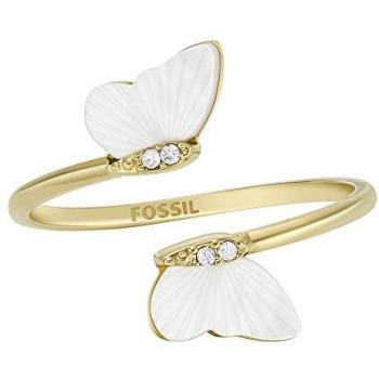 Fossil Fingerring Damenring Edelstahl Perlmutt Zirkonia