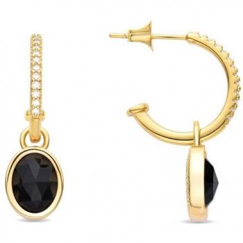 Pendientes Nyahau de cristal negro de Luxenter en oro amarillo de 18K
