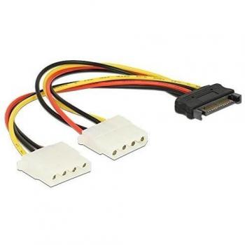 Cable DeLOCK SATA 15pin a 2x 4pin Molex hembra 20cm